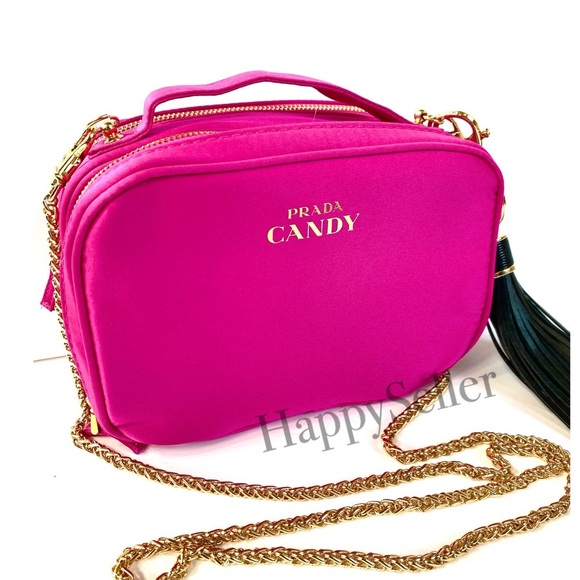 Prada Crossbody Bag Pouch Makeup Cosmetic Vanity Case Candy Pink Organizer New - Picture 1 of 13